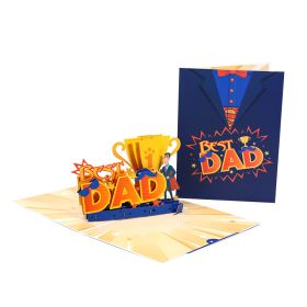 Pop of Art Happy Fathers Day Pop Up Card; Includes Envelope and Note Tag; Father's Day Greeting Card