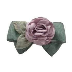 Green Vintage Artificial Rose Flower Cloth Hair Pin Handmade Bowknot Hair Barrettes