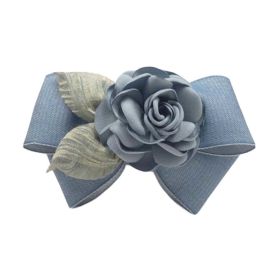 Artificial Rose Flower Cloth Hair Pin Handmade Bowknot Hair Barrettes; Blue