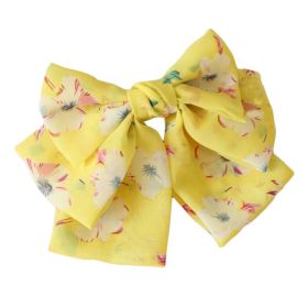 Cute Yellow Floral Bowknot Hair Barrettes Handmade Chiffon Hair Clip
