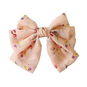 Cute Pink Floral Bowknot Hair Barrettes Handmade Chiffon Hair Clip