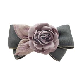 Artificial Rose Flower Cloth Hair Pin Handmade Bowknot Hair Barrettes; Grey