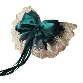 Green Vintage Lace Large Bowknot French Barrettes Handmade Chiffon Hair Clip with Ribbon