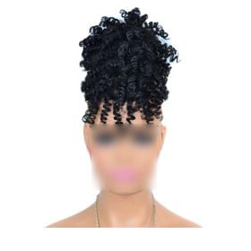 Afro Puff Drawstring Ponytail Synthetic Curly Hair Ponytail Extension Large Size Hair Bun Clip Hair Extensions,Black