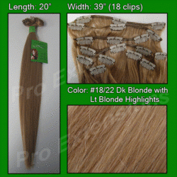 #18/22 Dark Blonde w/ Light Blonde Highlights - 20 inch