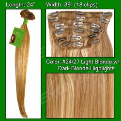 #24/27 Light Blonde w/ Dark Blonde Highlights - 24 inch Remy