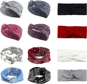 12 Pack Yoga Headband Indoor Activities Running Sports Headband Fashion Knotted Wide Stretchy Head Wraps