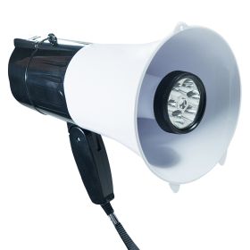 5Core Megaphone Handheld with LED lights Bullhorn Cheer Loudspeaker Bull Horn Speaker Megaphono Siren Torch Flashlight Sling Strap Portable 148 LED
