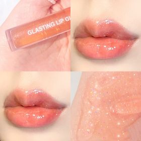 Water-light Beautiful Lip Gloss Lip Glaze With Flashing Toot Lip Lip Gloss For Men And Women Students Beginners Plump Jelly Color (option: Fresh coral)