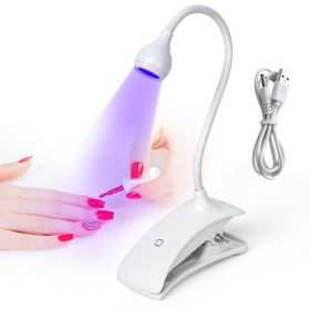 Mini UV Nail Lights Dryer Led Lamp Ultraviolet Flexible USB Clip-On Desk Gel Curing Manicure Pedicure Salon Tools (Color: White, Power: USB rechargeable)