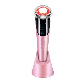 EMS Micro Current Beauty Instrument Hot And Cold Photon Rejuvenation Facial Beauty Device Anti-Aging Whitening Skin Care (Color: Pink)