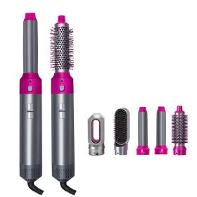5 In 1 Curling Set With Brush Motor Hair Styler Hot Air Brush Professional Hair Dryer Brush Straightener For All Hair Styles (Style: Colorful Package, Color: Grey)