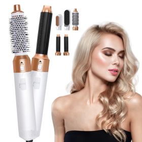 5 In 1 Curling Set With Brush Motor Hair Styler Hot Air Brush Professional Hair Dryer Brush Straightener For All Hair Styles (Style: Colorful Package, Color: White)