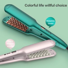 Negative Ion Corn Whisker Curling Iron Fluffy Splint Professional Hair Straightener Hairdressing Wand LCD Display Curling Iron (Color: Green)