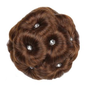Elegant Hair Disk Chignon Updo Hairpieces With Rhinestone Hair Bun Extensions Claw, Light Brown (default: default)