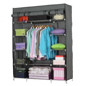 5-Layer 12-Compartment Non-woven Fabric Wardrobe Portable Closet Storage Shelf (Color: Grey)