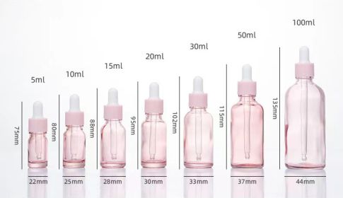 Glass Fine Oil Bottle Avoid Light Glue Head Dropper Bottle  Stock Bottling Cosmetics (option: Pink-50ml)
